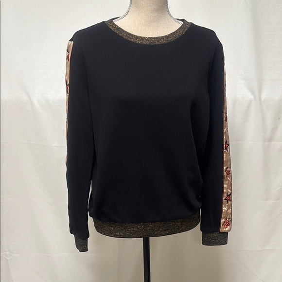 Scotch & Soda Tops - Scotch & Soda Madison Scotch Black Sweatshirt with Floral Sleeve Accents
